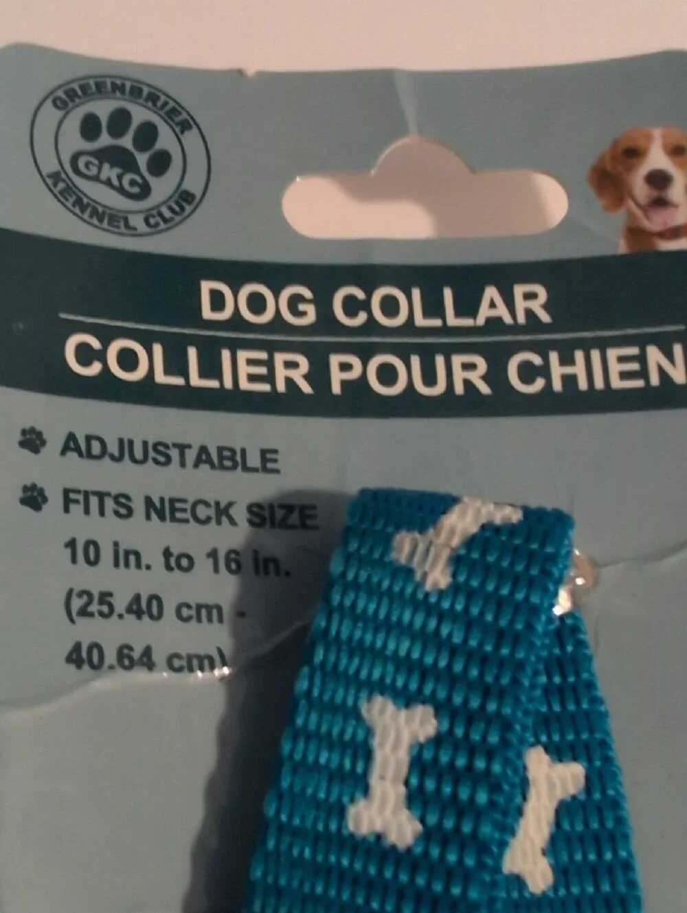 Blue Dog Collar with White Bone Pattern